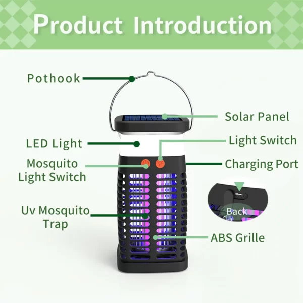 Electric Shock Bug Zapper Outdoor Mosquito Killer Lamp Repellent UV Light Anti Mosquito Fly Insect Trap Camping Mosquito Lights - Image 5