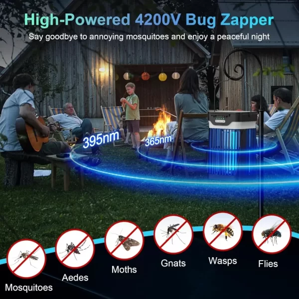 HAOYUNMA Solar Bug Zapper Outdoor, 2024 Upgraded Mosquito Zapper Outdoor Solar Powered, Cordless Electric Bug Zapper Indoor w/Ni - Image 3