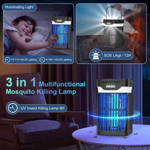 HAOYUNMA Solar Bug Zapper Outdoor, 2024 Upgraded Mosquito Zapper Outdoor Solar Powered, Cordless Electric Bug Zapper Indoor w/Ni - Image 6